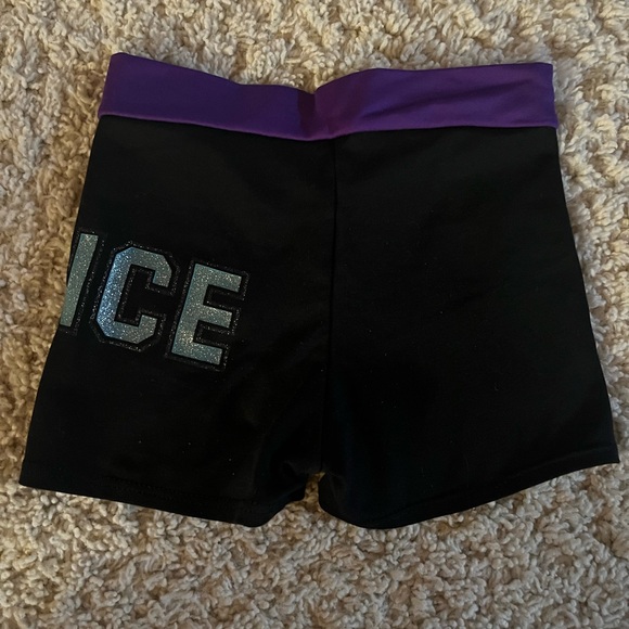 Motionwear Black and Purple Kids Dance Shorts - Picture 2 of 4